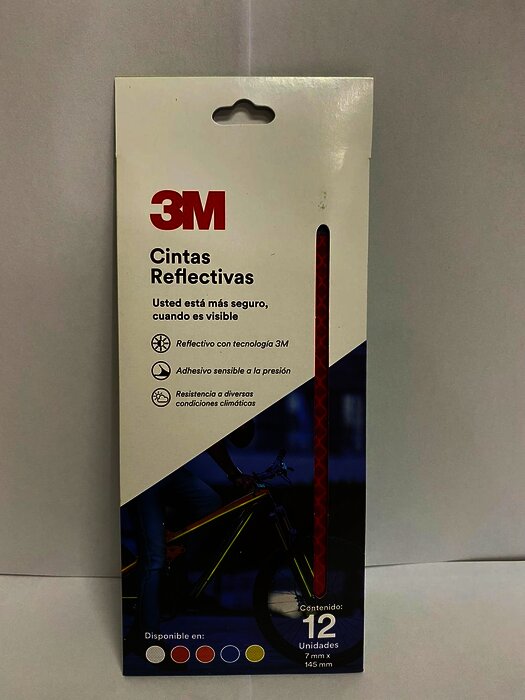 3M Cinta reflectiva (Paquete con 12 tiras) Rojo 7 mm X 145 mm
