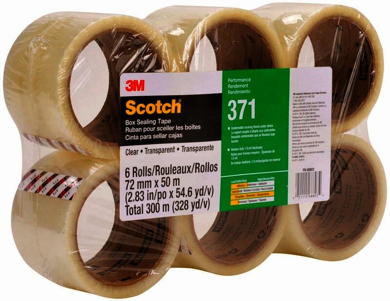 3M 371 Cinta de empaque Uso industrial Scotch 72 mm x 100 m