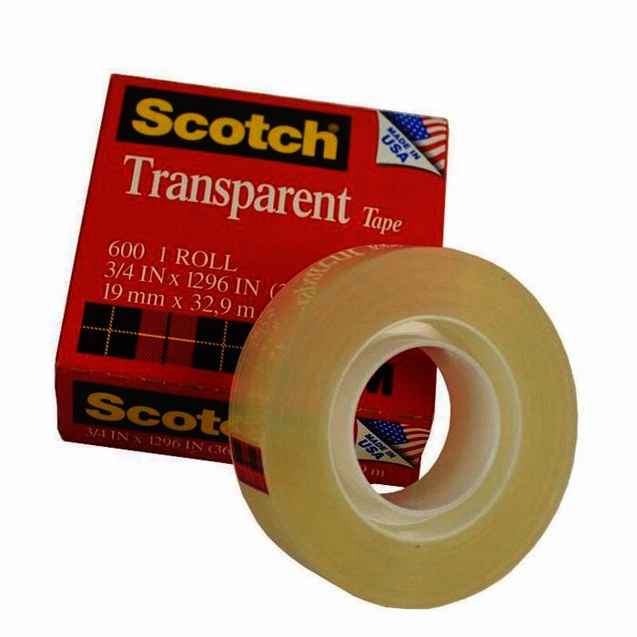 3M 600 Cinta adhesiva de empaque ligero Scotch 18 mm x 66 m